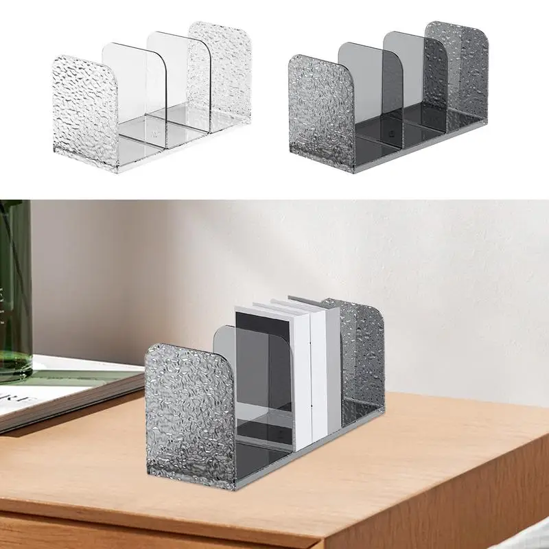 File Organizer For Desk Multifunctional Book Organizer 3 Vertical Compartments Transparent Multifunctional Document Organizer