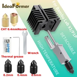 For Bambu Lab Hotend Bambu lab x1 Carbon Nozzle P1P Nozzle  0.2 0.4 0.6mm Hardened Steel Nozzle for Bambulabs x1 P1P P1S Hotend