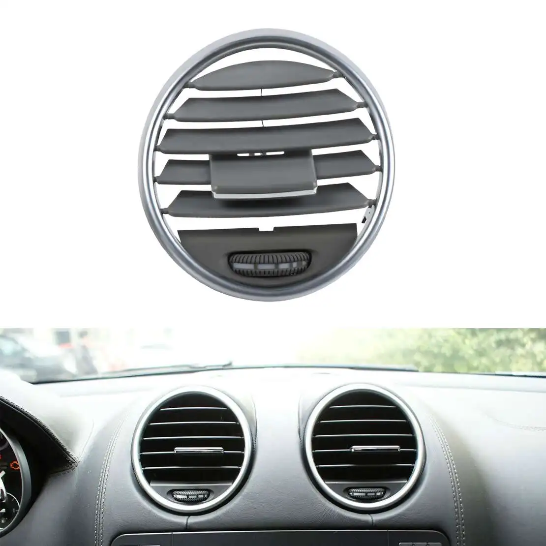 Middle Dashboard AC Vent Outlet Panel Louvered Grille Adjustable 16483021547379 A1648302154 fit for Benz W164 X164 Gray ABS