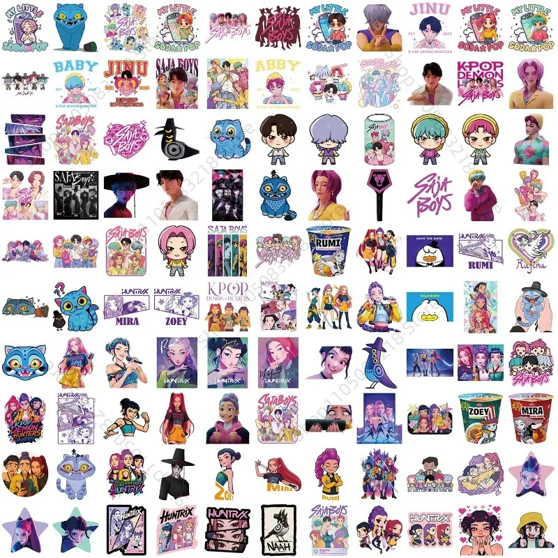 Immagine 4: 50/60/110PCS HUNTR/X SAjA Ragazzi K-POP DEMON HUNTERS Film RUMI Adesivi Telefono Chitarra Laptop Notebook Valigia Adesivo Impermeabile