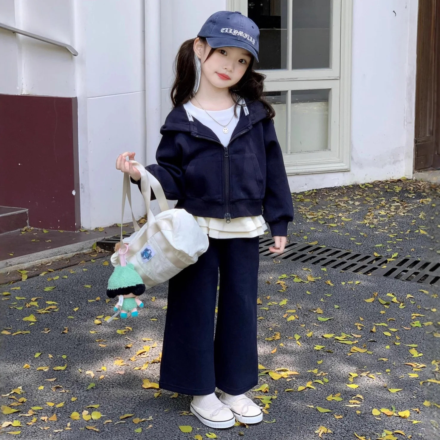 Girls Set 2025 Autumn New Korean Edition Casual Coat Fake Two Piece Pants Sports Set Fashion Daily Basic Dressing