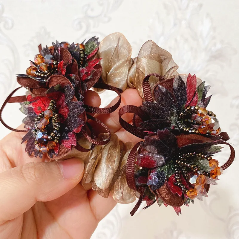 Style Lace Big Head Flower Rubber Band Large Intestine Hair Band Updo Hair Rope Hair Elastics Girls Items