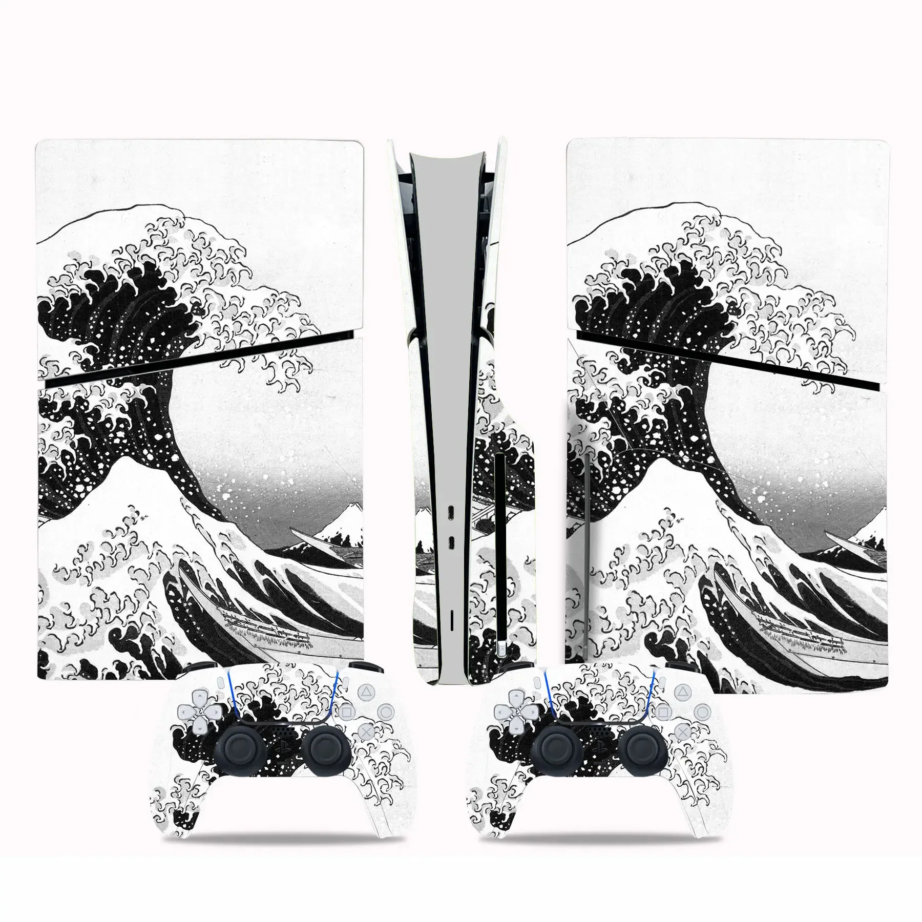 Great Wave PS5 Slim Disc Skin Sticker Decal Cover for Console and 2 Controllers New PS5 Slim Disc Skin Sticker Vinyl