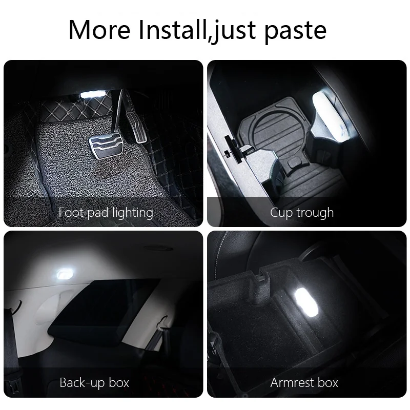 Car LED Lights Touch Wireless Indoor Auto Ceiling Light Roof Reading Lamps For Door Feet USB Charging