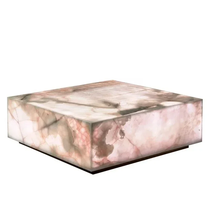 

TTНатуральный роскошный каменный квадратный хрустальный светильник, роскошный особняк, мраморный светящийся журнальный столик для гостиной