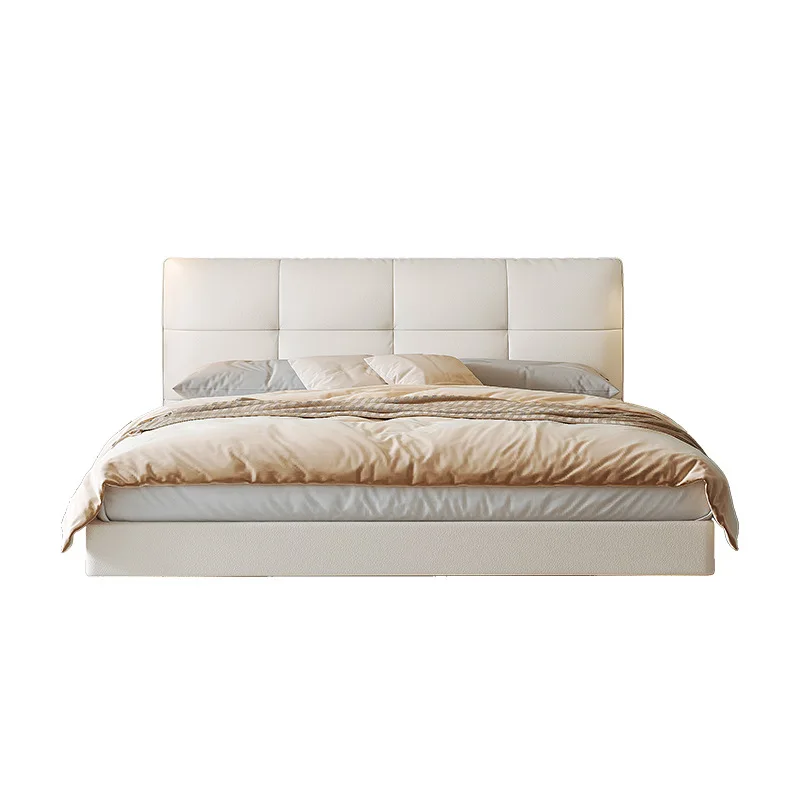 

Suspension light luxury simple modern cream wind Internet celebrity double master bedroom soft bag wedding bed leather bed