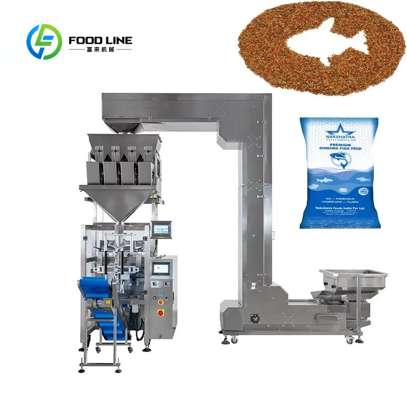 Automatic Linear Weighing Fish Feed Fish Food Snack Food Packing Machine Vertical Pillow Bag Packaging Machine Customized