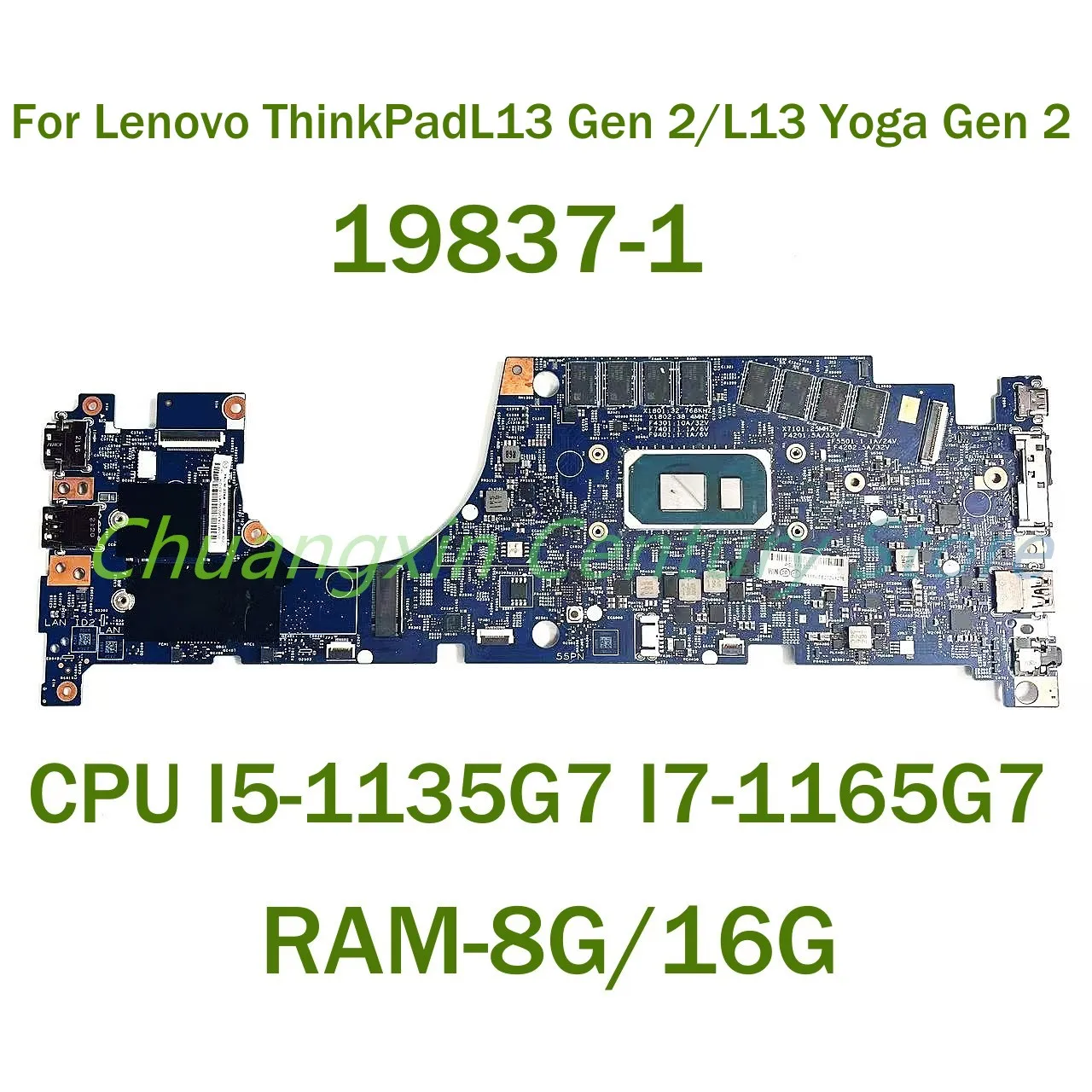 For Lenovo ThinkPad L13 Gen 2/L13 Yoga Gen 2 Laptop motherboard 19837-1 with CPU I3 I5 I7-11TH RAM-8G/16G 100% Tested Work