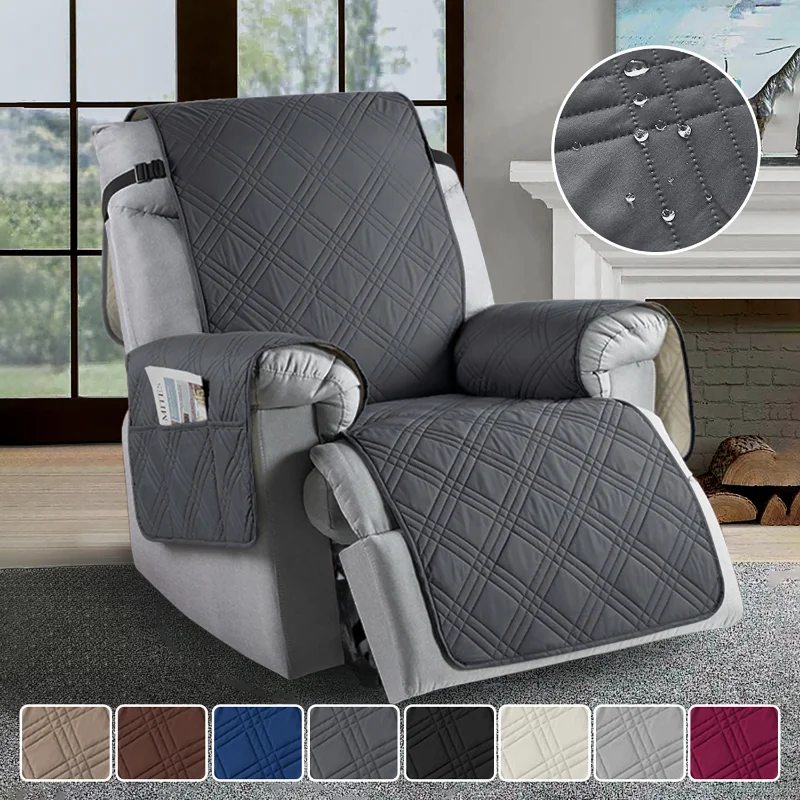 Waterproof Recliner Chair Cover Non Slip Cover for Recliner Chair with Pocket Reclining Chair Armchair Protector Cover