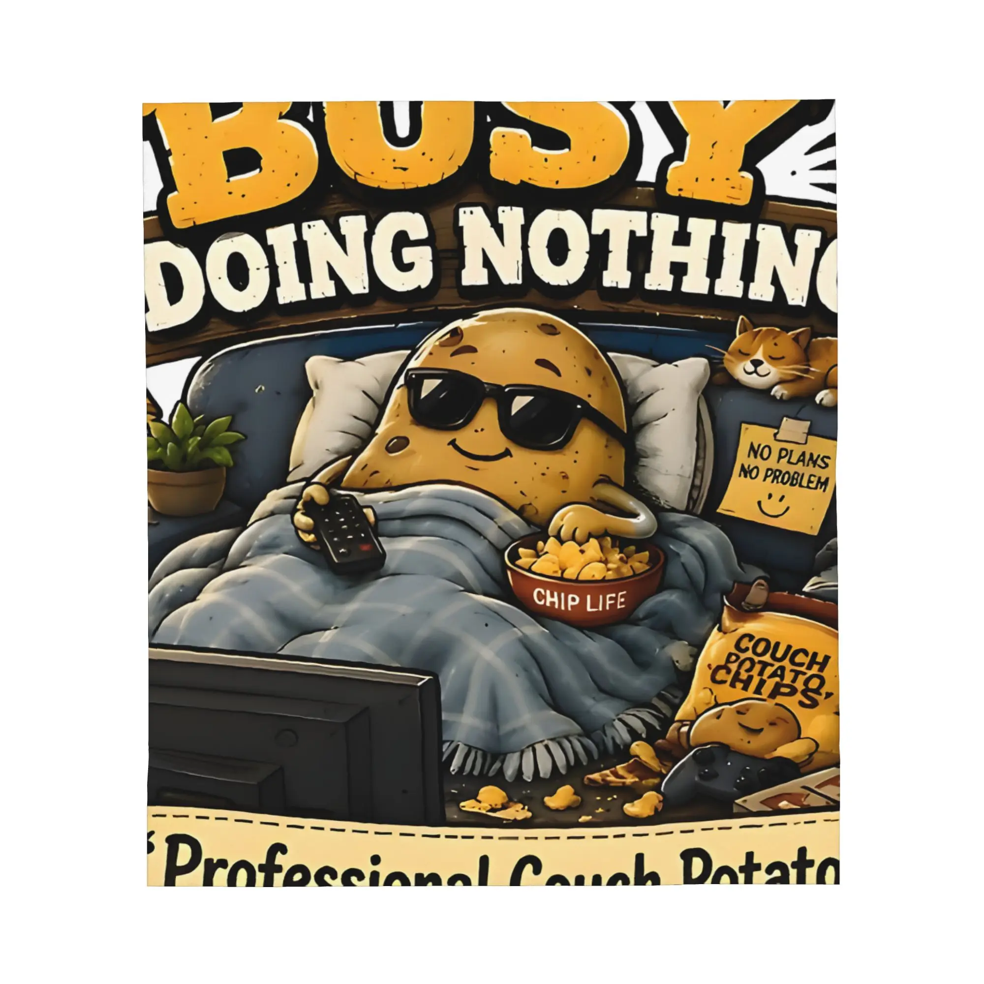 1PC Professional Couch Potato Busy Doing Nothing Potato Food Winter Blankets for Adults Bedding Home Interior Sofa Knee