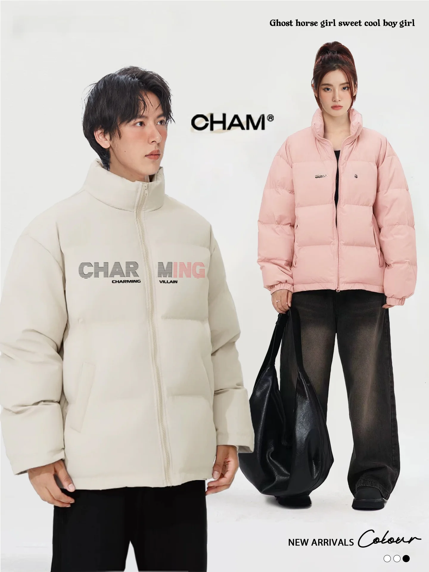 

Charming Antihero American Retro Letter Logo Print Stand Collar Cotton Jaet Warm Top for Men And Women Trendy Faionable