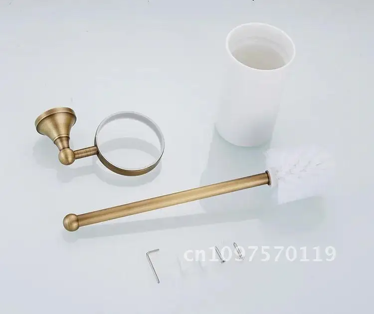 

Collection, Bathroom Accessories Toilet Brush with Holder, Anituqe Impeu Mounted Minimalist Brass, for Hotel Wall Saving Space
