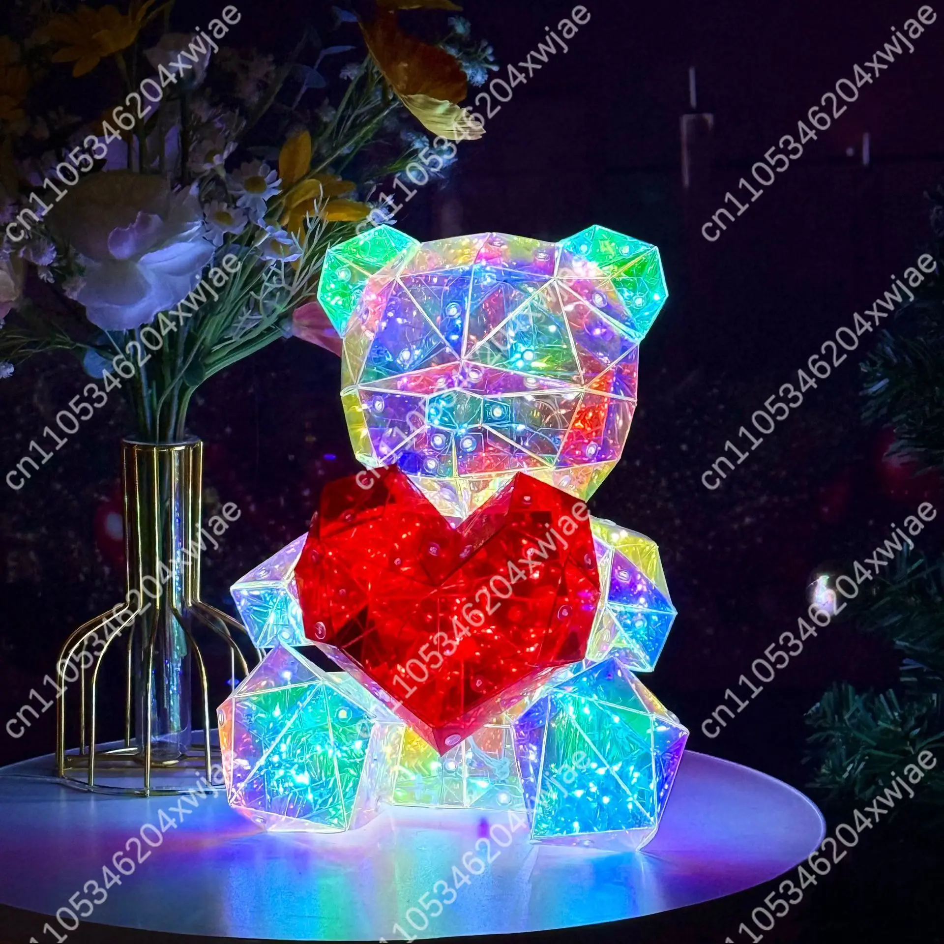Colorful Christmas Rabbit Night Light Luminous Bedside Decor Lamp Cute Atmosphere Light For Bedroom Girl Room Ornament