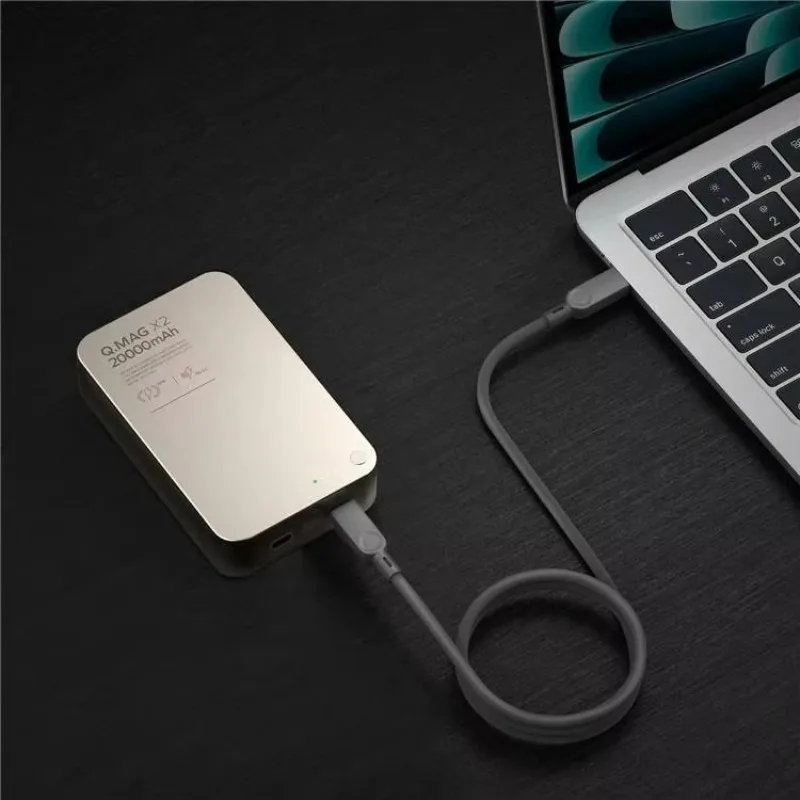 Hot Selling Q.MAG X2 20000mAh Power Bank Aluminum Alloy+Tempered Glass Wireless Charging Battery Pack with 2ports for