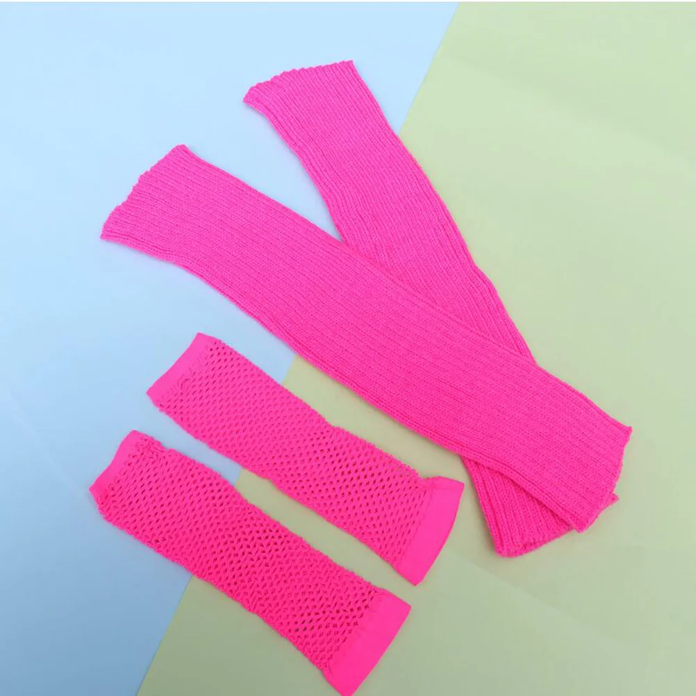 

Retro 80s Rose Red Party Dress Accessories Chiffon Skirt Leggings Socks Necklace Bracelet for Theme Cosplay Dance Show