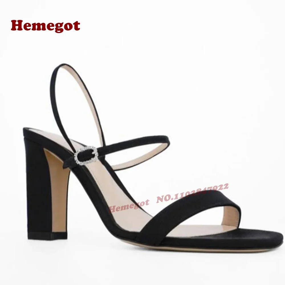Open Toe Slingback Women's Sandals One Strap Buckled Chunky Heels Sandals 2026 New Arrival Summer Splicing Elegant Shoes Sexy