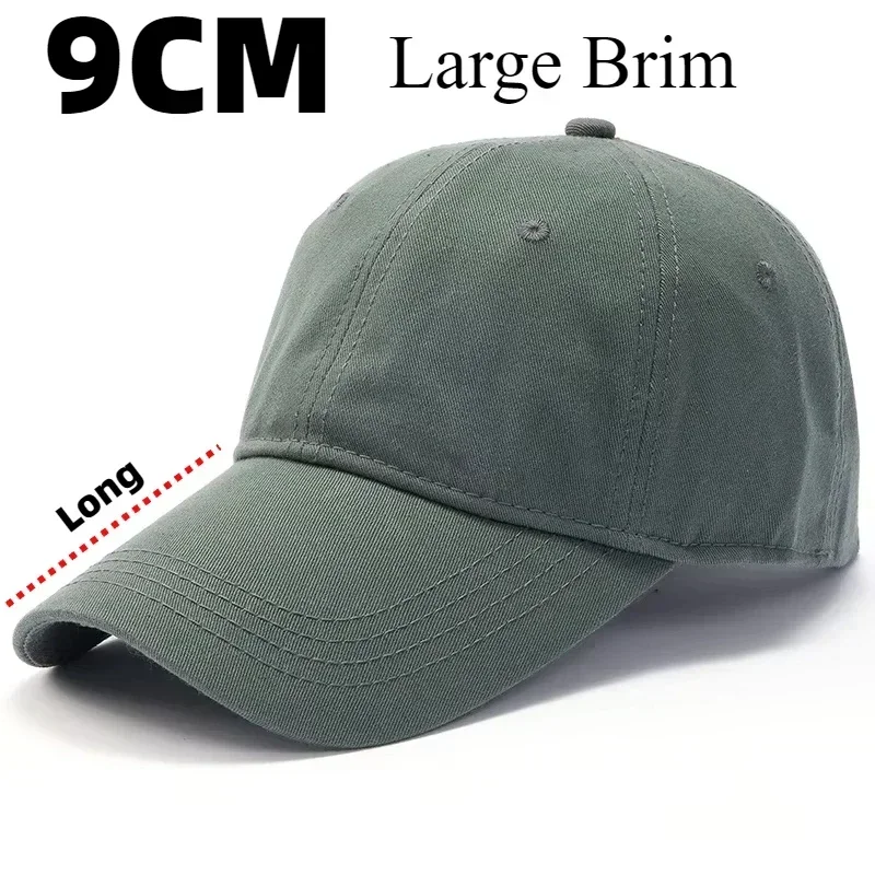 Men's Extended Brim 9cm Baseball Cap Solid Color plus Size 64cm Sunscreen Outdoor Sports Sun Protection Snapback Hat