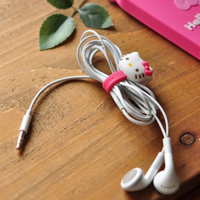 Hello Kitty Cable Organizer Ties Clip Kawaii My Melody Phone Cable Winder Earphone Cord Organizer Buckle Wire Wrapped Cord Gifts