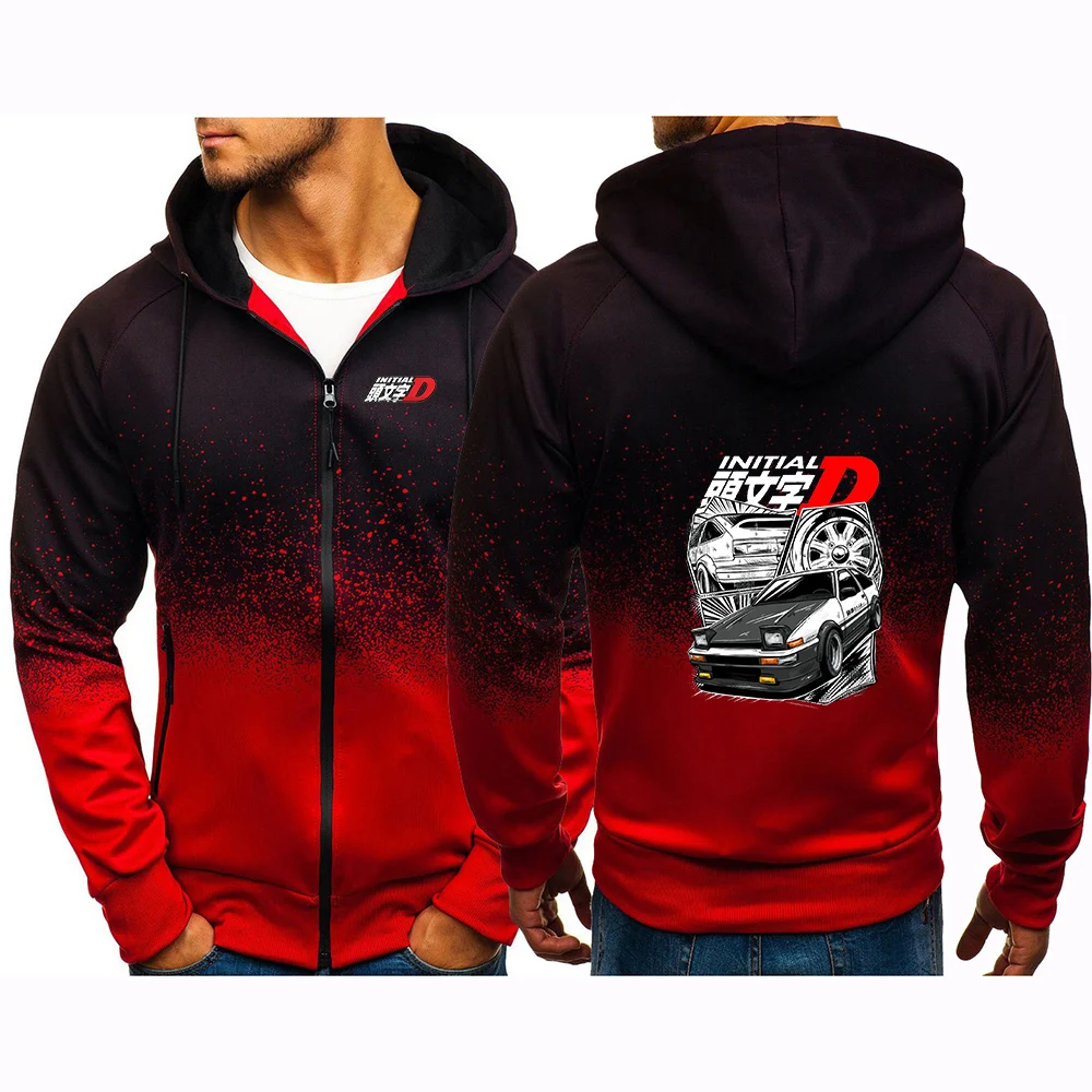 No loss of Texture Premium Hoodies Initial D JDM Car Illustration Logo Print Gradient Color Coat Best Seller Jacket