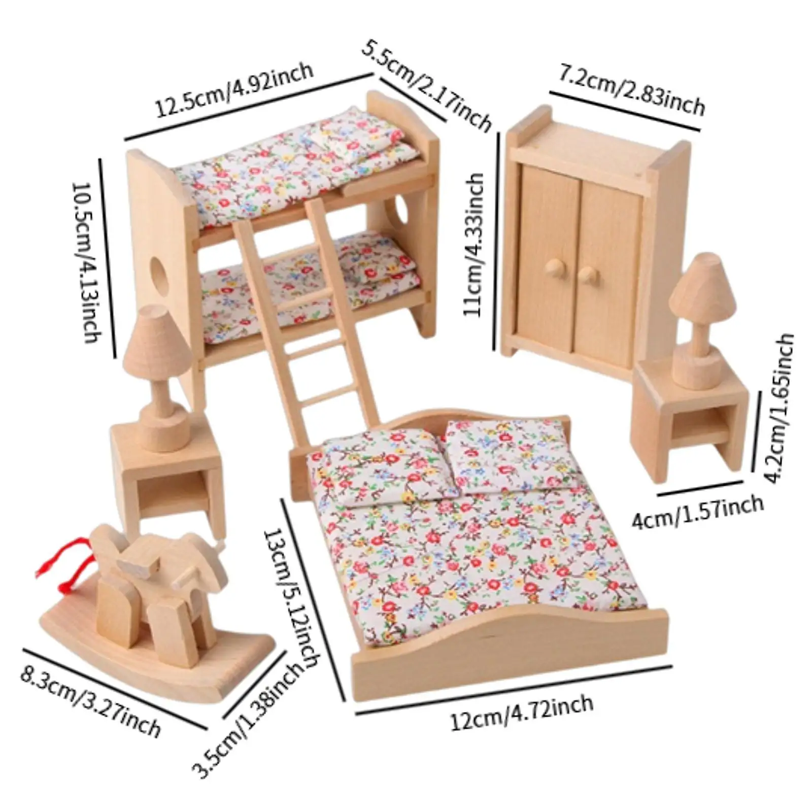 Puppenhaus-Miniaturmöbel-Set aus Holz, Hobby-Bastelarbeiten für Kinder, Kleinkinder ab 3 Jahren