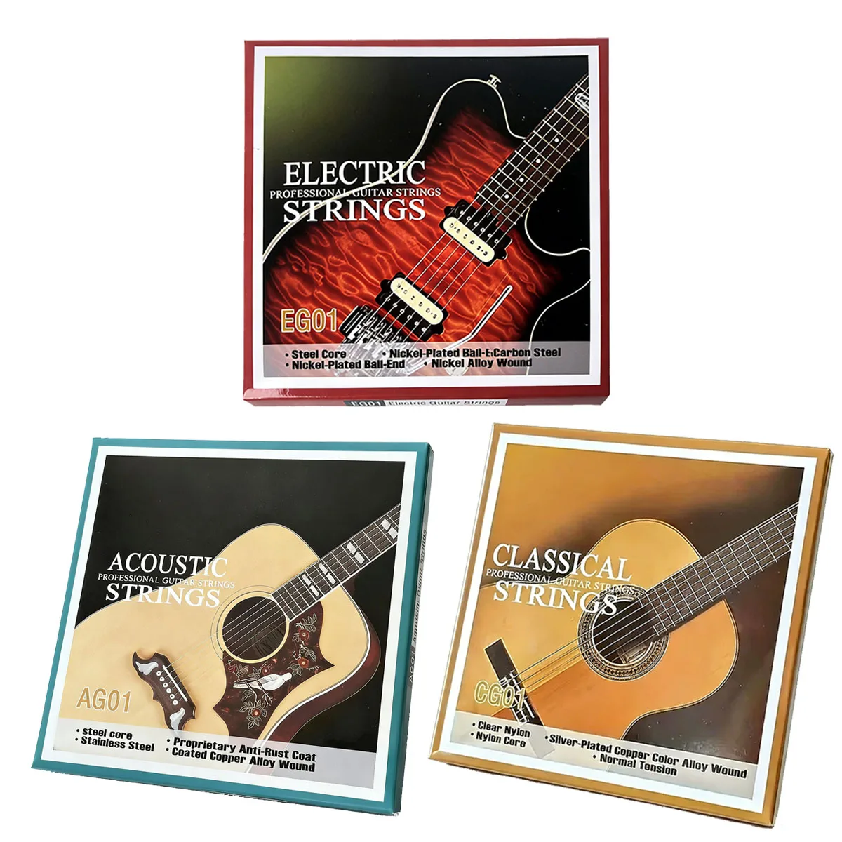 Miwayer 1 Set CG01/AG01/EG01 Guitar Strings Collection - Pick Your Model, Classical/Acoustic/Electric, Guitar accessories