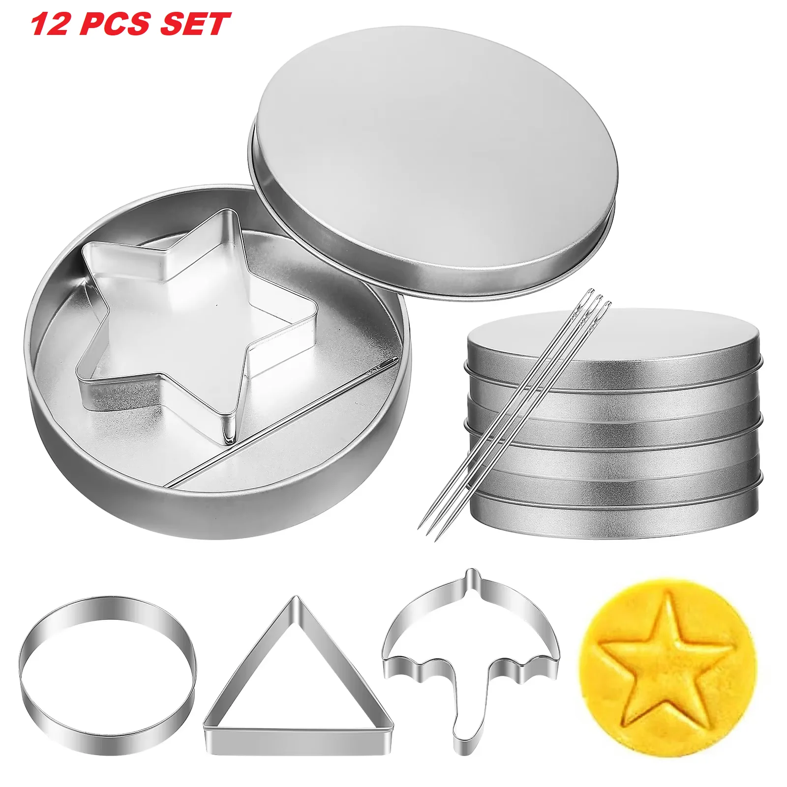 12 PCS Set Sugar Cookie Mold Candy Maker Biscuit Korean Honeycomb Cookies Stainless Steel Game Kit For Squid TV Fans and Kids