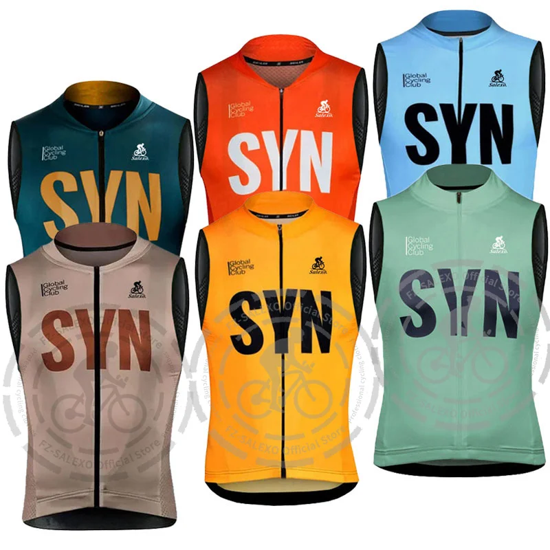 

SYN велосипедный жилет для мужчин, лето 2021, ветрозащитные жилеты без рукавов, дорожный велосипедный трикотаж без рукавов, велосипедные спортивные ветрозащитные жилеты для верховой езды