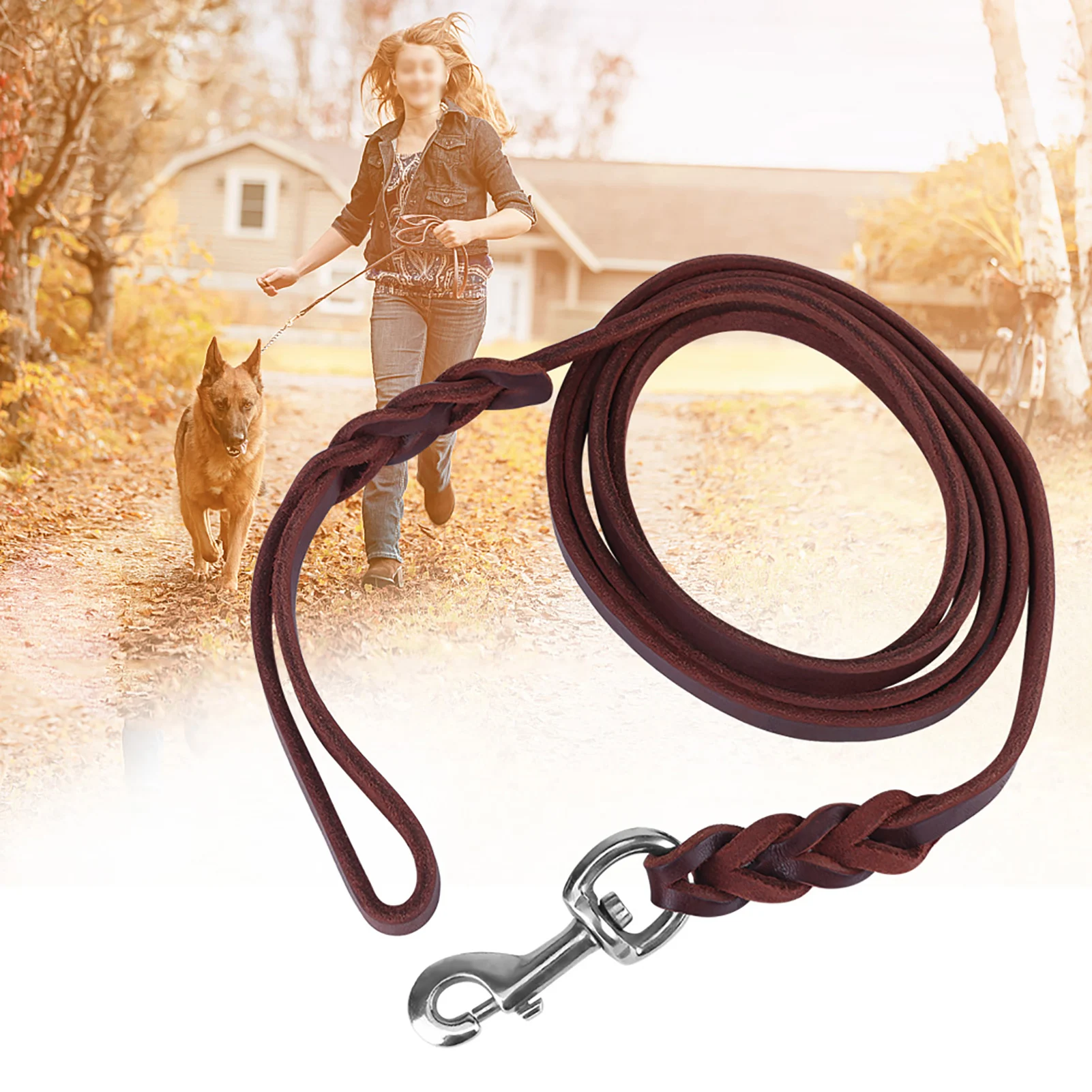 Strong Leather Pet Dogs Harness Leash For Medium Large Dogs Leads Pet Training Running Walking Safety Dog Leashes Ropes