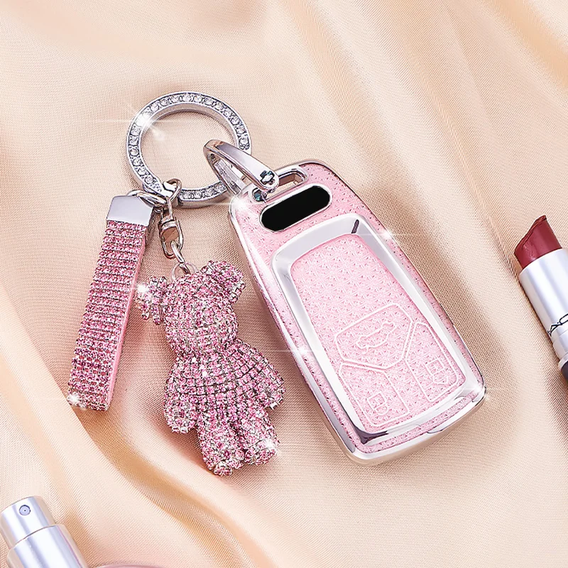 

Female Key Case for Audi A4 A4L B9 Q5 Q7 TT TTS 8S Q5L 2016 2017 Smart Remote Car Key Case Cover Fob Holder Keychain Accessories