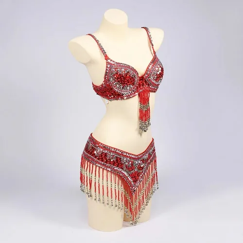 Imagen 2 del producto Ropa de danza del vientre Oriental con bordado de cuentas de lentejuelas, decoración de cuentas para sujetador, ropa de Festival para mujer, correa para sujetador de danza Oriental