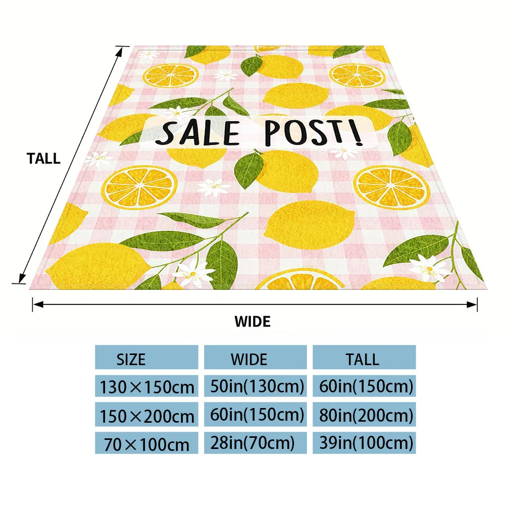 Lemon- Gingham Sofa Specific Soft Flannel Blanket, Universal Plush Gift Blanket For All Seasons