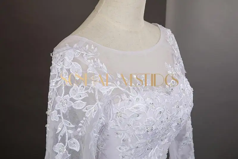 웨딩 드레스 긴 소매 순백색 달콤한 웨딩 파티 드레스 럭셔리 레이스 플러스 사이즈 신부 드레스 맞춤형 2025 신상