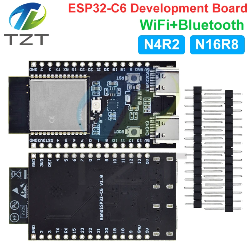 ESP32 / ESP32-C6 WiFi+Bluetooth Internet Of Things Dual Type-C Development Board Core Board ESP32-C6-DevKit C N4R2 For Arduino