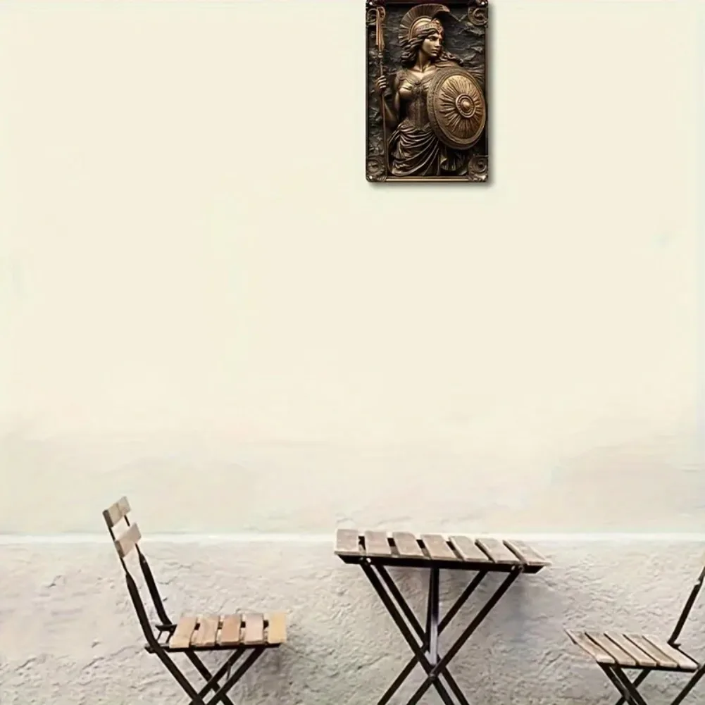 لوحة زخرفية معلقة على الحائط من الألومنيوم على الطراز البرونزي أثينا العتيق |   علامة مربعة متعددة الأغراض مقاس 7.9 × 11.9 بوصة لديكور المنزل