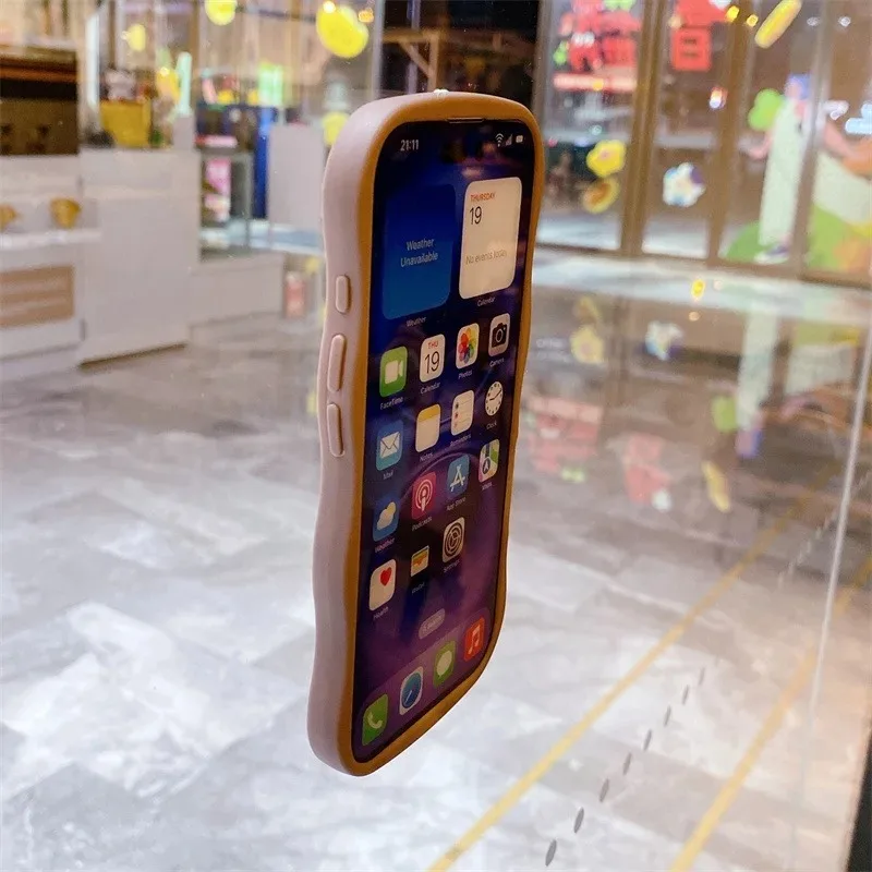 Fixing Suction Cup holder Curly Wave Case for iPhone 16 15 11 12 14 13 Pro 7 8 Plus 16e X Xs Max Xr Soft Silicon Fixed Pad Cover - náhled 2