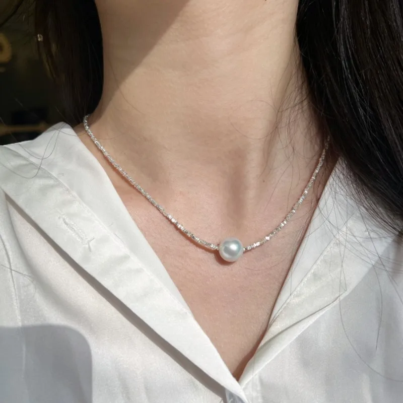 

Кулон из натурального ожерелья 10-11 мм, жемчужный кулон, цепочка на ключицу, подарок подруге жены