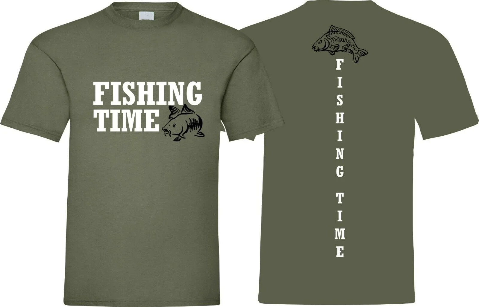 2 Sides Printed Tees Fishing Time Fish Angling Present Hobbies Gift Top Men's 100% Cotton Casual Tshirts Loose Top Size S-3XL