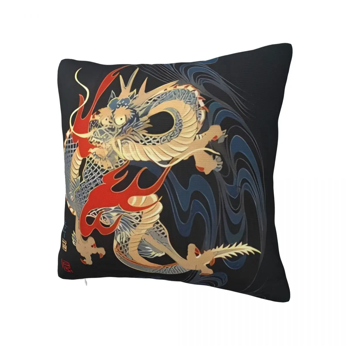 Pillow Cover Japanese Tattoo Dragon Printed Cushion Cover Vintage Novelty Pillow Case For Living Room Chair Pillowcases