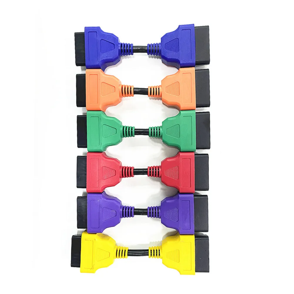 Obd2 كابل 16Pin تمديد مهائي كابلات 13 سنتيمتر 16 دبوس ذكر إلى أنثى obd ii obd2 متعدد الألوان تمديد كابلات الموصلات محول