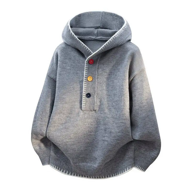 

Новый мужской вязаный свитер на осень-зиму: повседневный, модный, с капюшоном, утепленный, из полиэфирного волокна, с длинными рукавами, стандартный крой