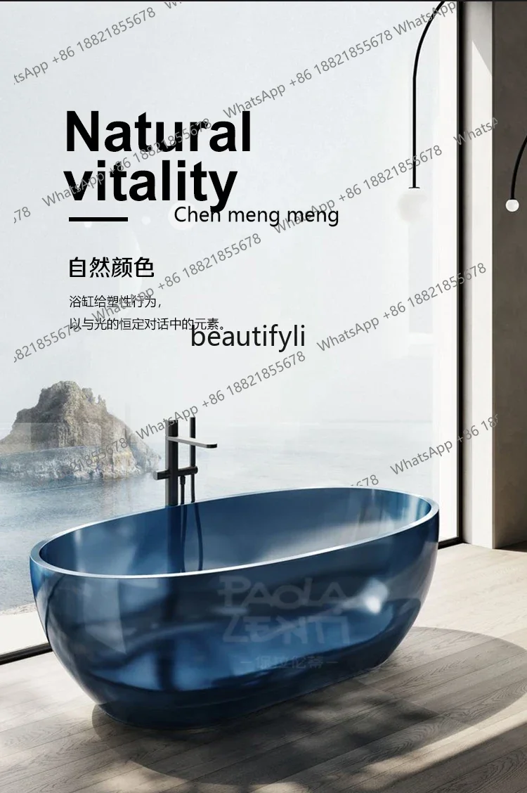 xxModern Simple Home Hotel Double Bathtub Integrated Molding Color Transparent Bathtub
