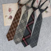 Lazy JK Ties Women Plaid Neck Tie Girls Japanese Style for White Shirts Uniform Cute Necktie Plaid School Boys Ties Accessories