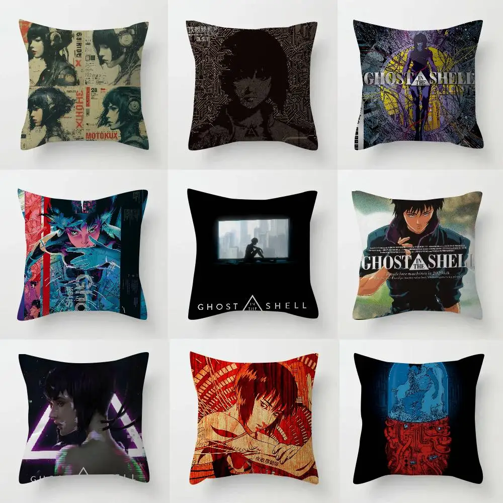 Personalisierte Dekokissen mit Bild und Text, Haushaltsgeschenke, 45 x 45 cm, Ghost In The Shell Anime