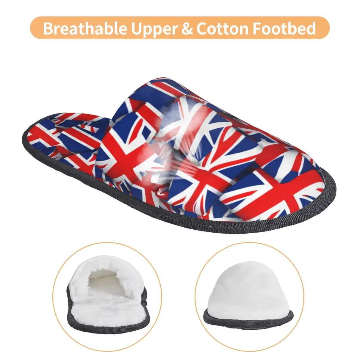 United Kingdom Flags Cozy Scuff Memory Foam Slippers Women Bedroom House Shoes view 3