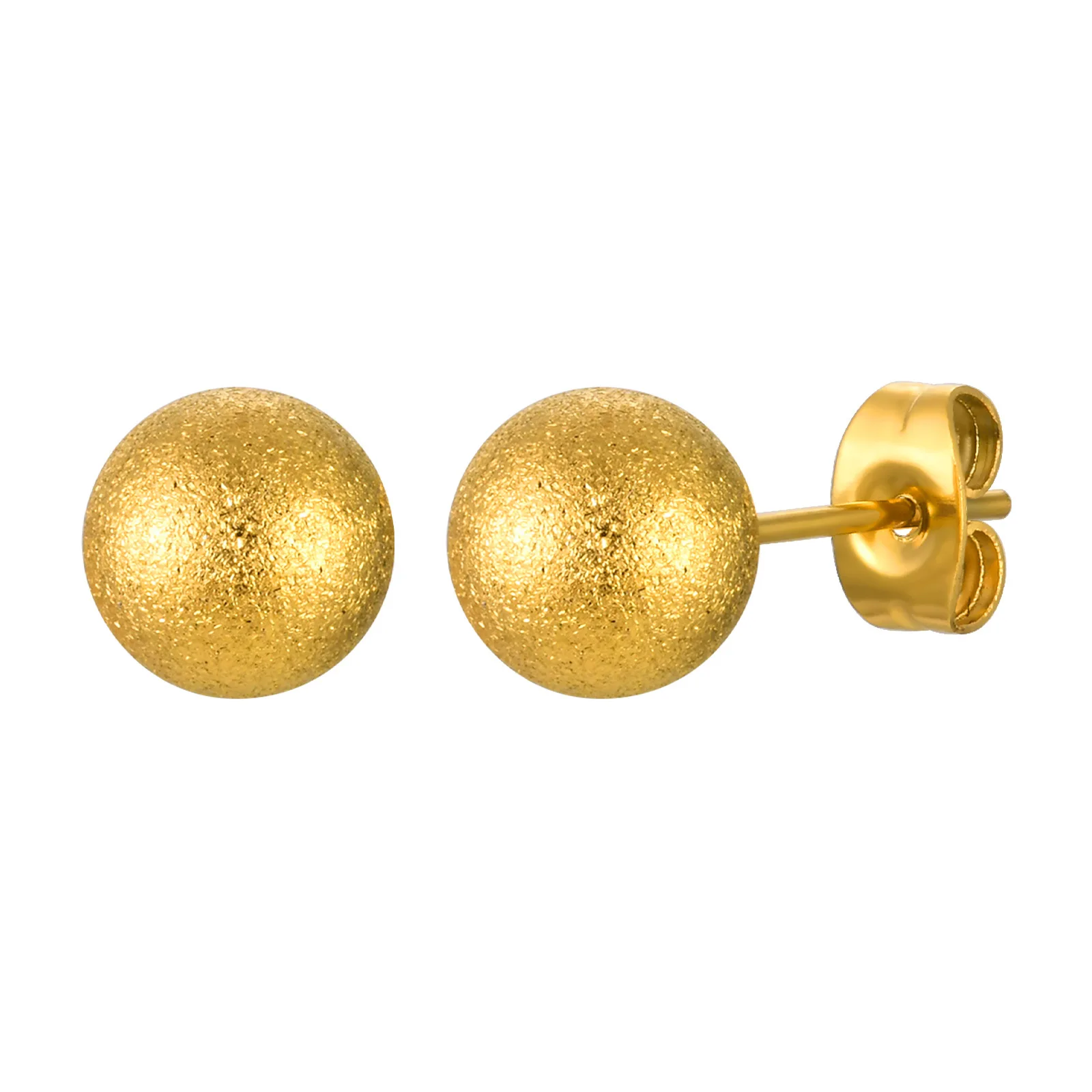 Boucles d'oreilles classiques à tige de 8mm pour femmes, bijoux d'oreille de perçage Anti-allergique en acier inoxydable plaqué or 18 carats