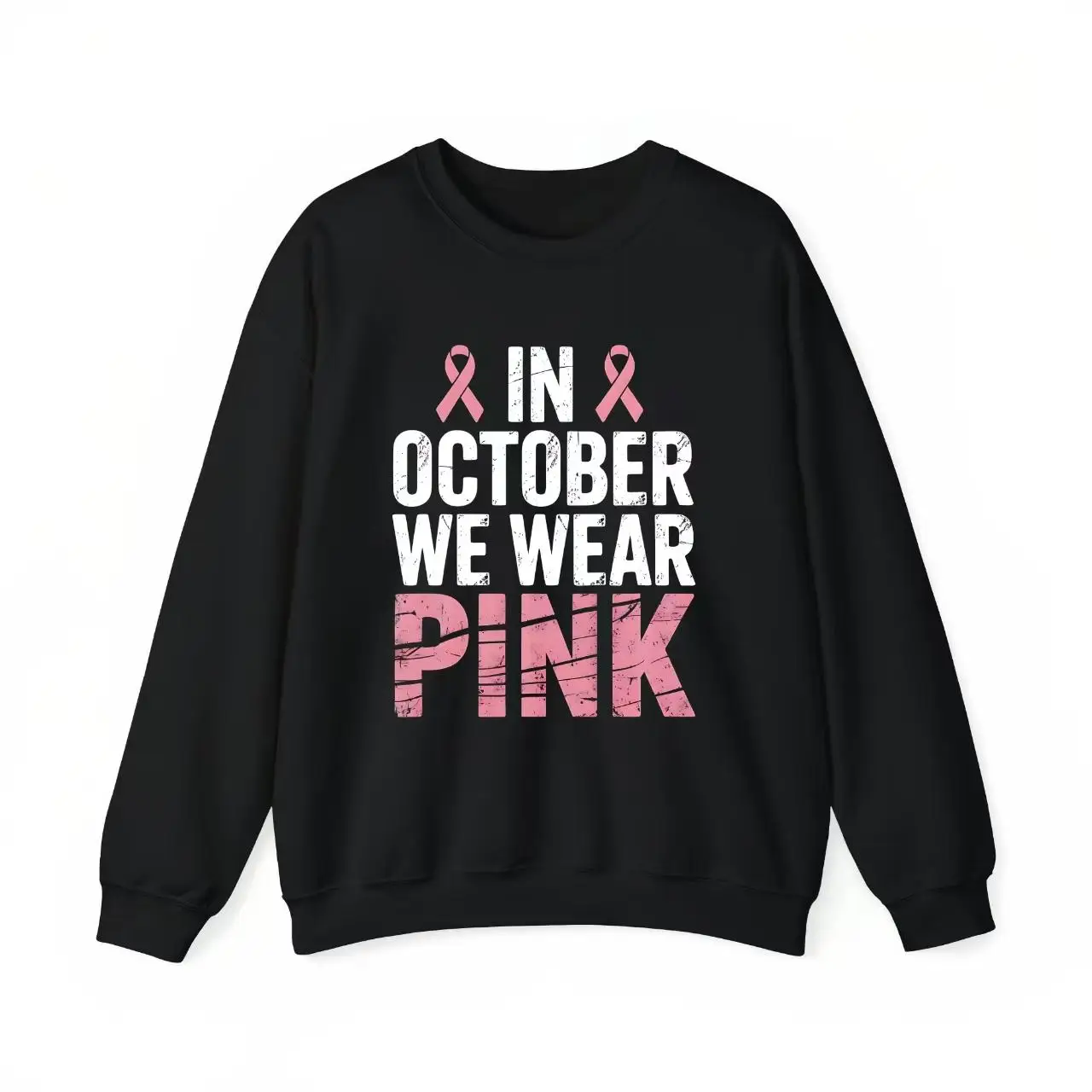 

Breast Cancer Awareness Pink Ribbon Sweatshirt, In October We Wear Pink, Casual Loose Long Sleeve Crewneck Pullover for Women