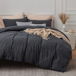 1Pcs Duvet Cover 100% Washed Cotton Quilt Cover Minimalist Ins Style Bedding Blanket Cover for Single Double Queen King Size
