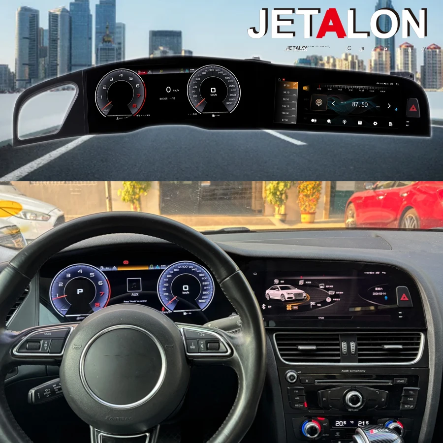 12.3+10.25" Android Auto Dual Screen For Audi A4 A5 A4L S5 B9 RS4 RS5 Q5 2009-2016 Car Multimedia Bluetooth GPS Carplay DSP WIFI