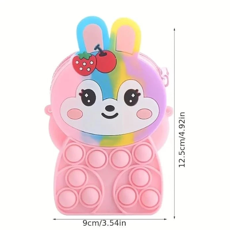 Cute Rabbit Silicone Bag Bunny Shoulder Bag Jelly Storage Bag Push Pop Bubble Purse Easter Coin Purse for Girls Kids Pop it Bag