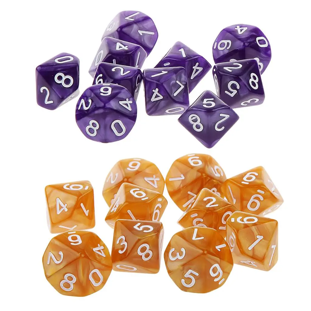 20pcs Ten Sided Number Print D10 Dice D&D Role Play Games Party Toy